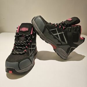 LARNMERN Steel Toe Women's Safety Construction Boots Size 5.5 Black & Pink